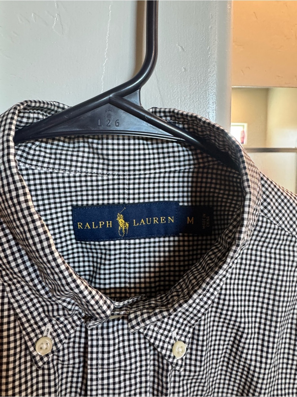Ralph Lauren Black and White Micro-Check Button-Down Shirt - Picture 2 of 2